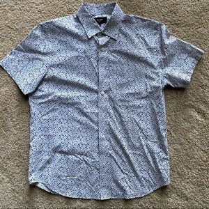 Jack Spade Geometric Design Button Down Shortsleeve S/S Shirt, Medium, M